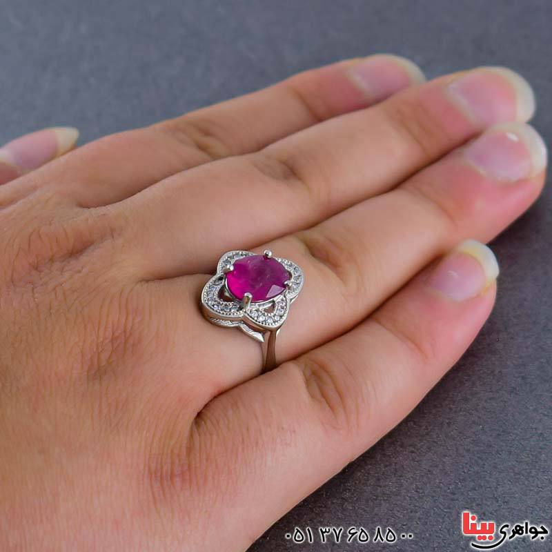 انگشتر یاقوت سرخ زنانه بسیار شفاف و درخشان _کد:21038