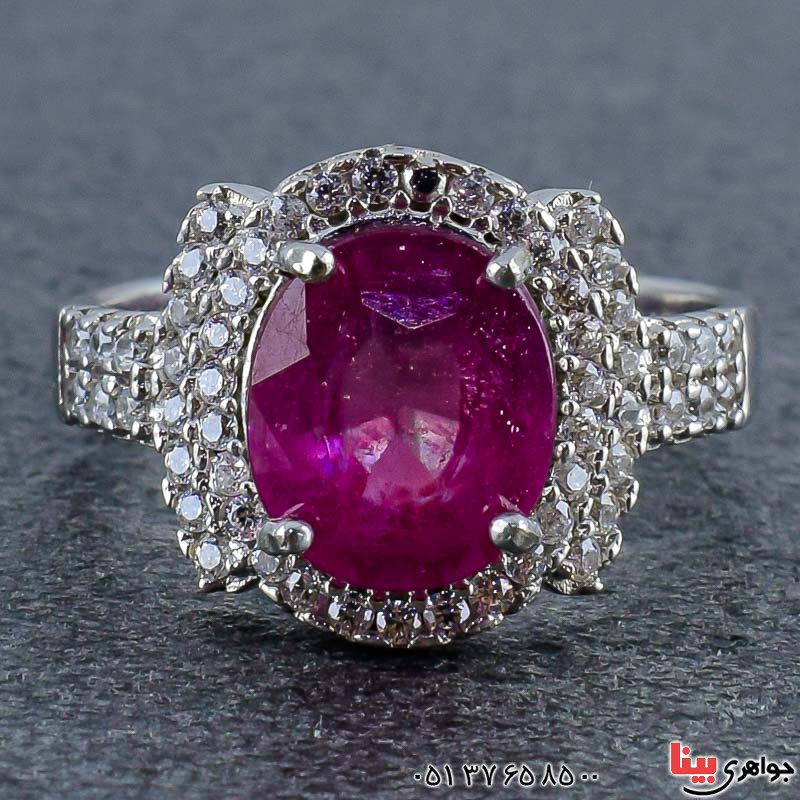 انگشتر یاقوت سرخ زنانه بسیار خوشرنگ و شفاف _کد:21039