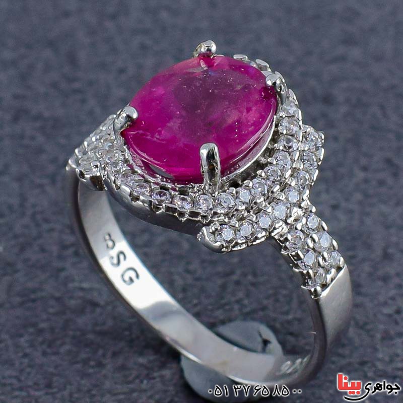 انگشتر یاقوت سرخ زنانه بسیار خوشرنگ و شفاف _کد:21039