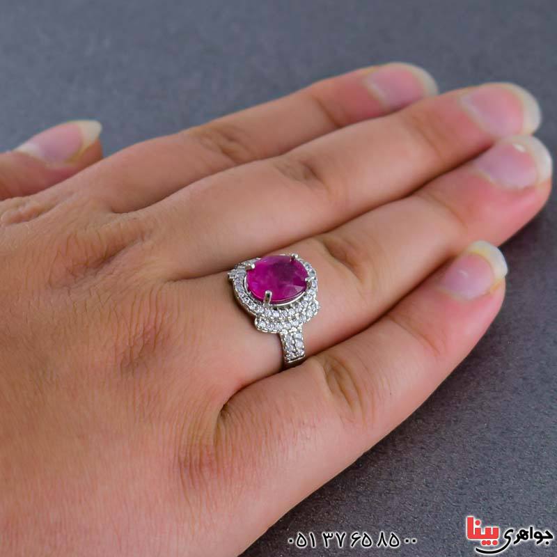 انگشتر یاقوت سرخ زنانه بسیار خوشرنگ و شفاف _کد:21039