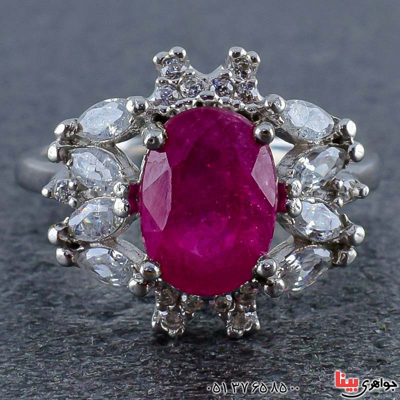 انگشتر یاقوت سرخ زنانه بسیار خوشرنگ و درخشان _کد:21044