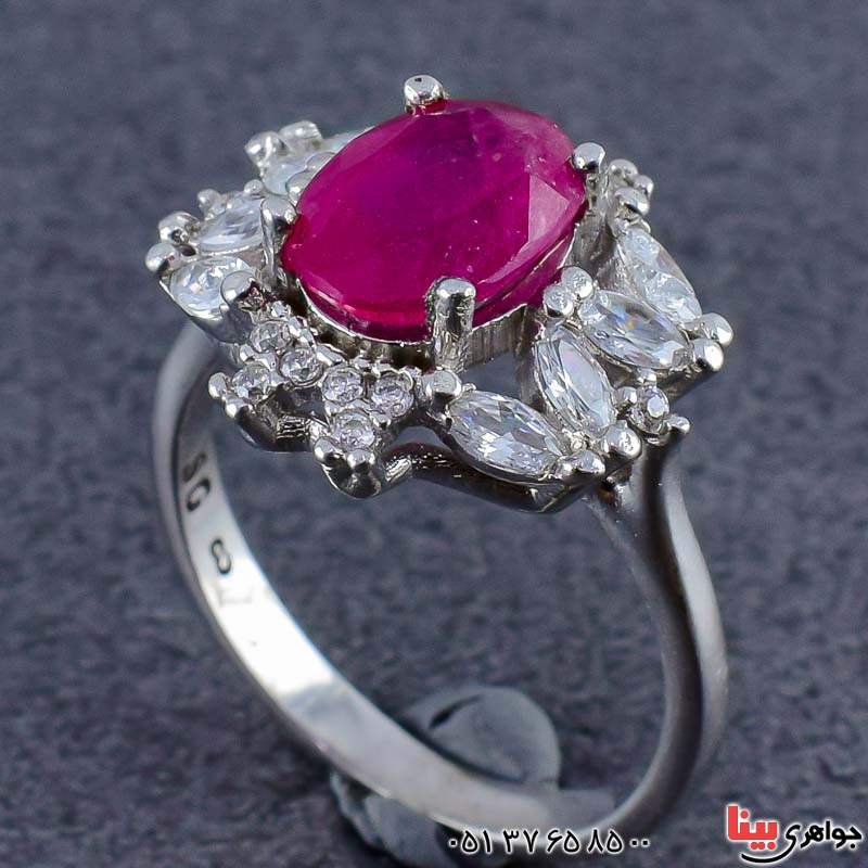 انگشتر یاقوت سرخ زنانه بسیار خوشرنگ و درخشان _کد:21044