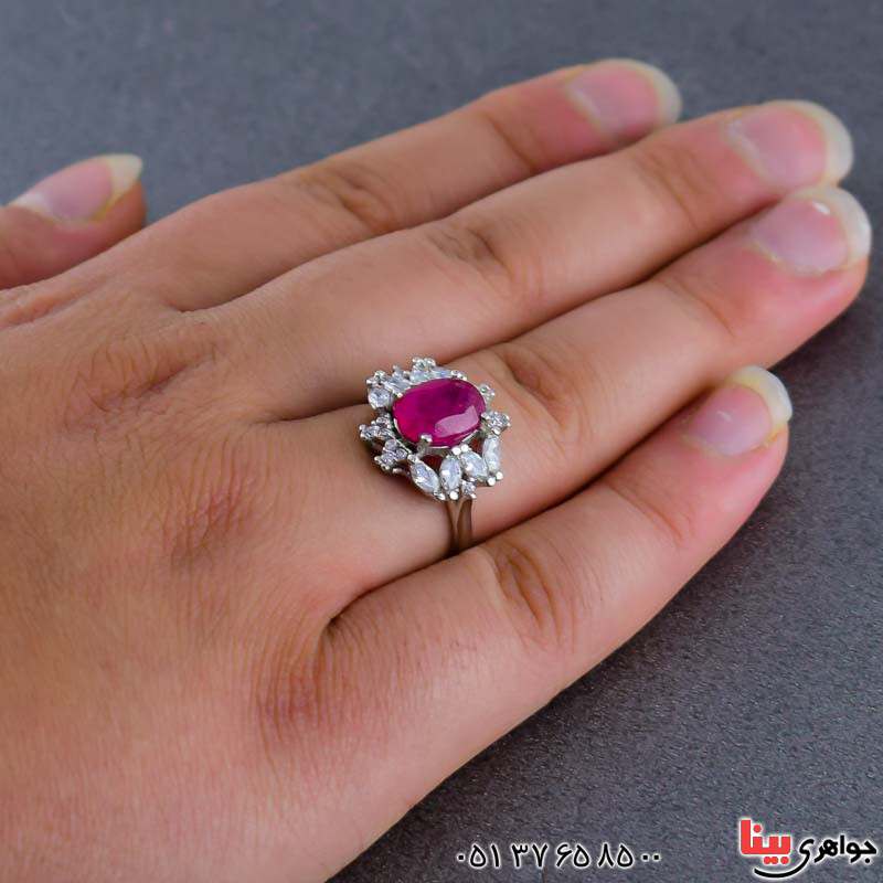 انگشتر یاقوت سرخ زنانه بسیار خوشرنگ و درخشان _کد:21044