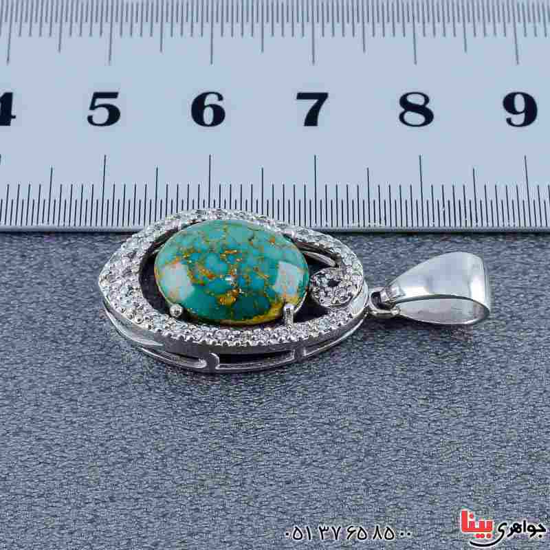 گردنبند فیروزه نیشابوری رودیوم زنانه برند SPN _کد:21053
