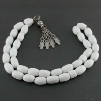 تسبیح عقیق یمنی سفید 33 دانه ای بسیار زیبا 