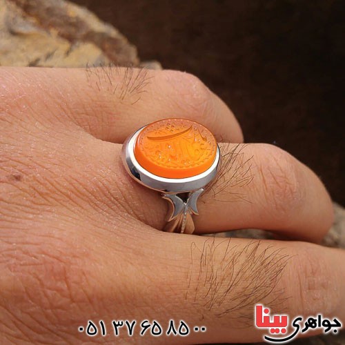 انگشتر عقیق یمنی زیبا با حکاکی بسیار عالی _کد:21099