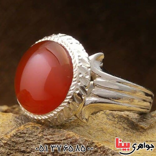 انگشتر عقیق یمنی سرخ خوشرنگ مدل آذری _کد:21114