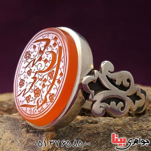 انگشتر عقیق یمنی خطی بسیار زیبا مدل صفوی _کد:21120