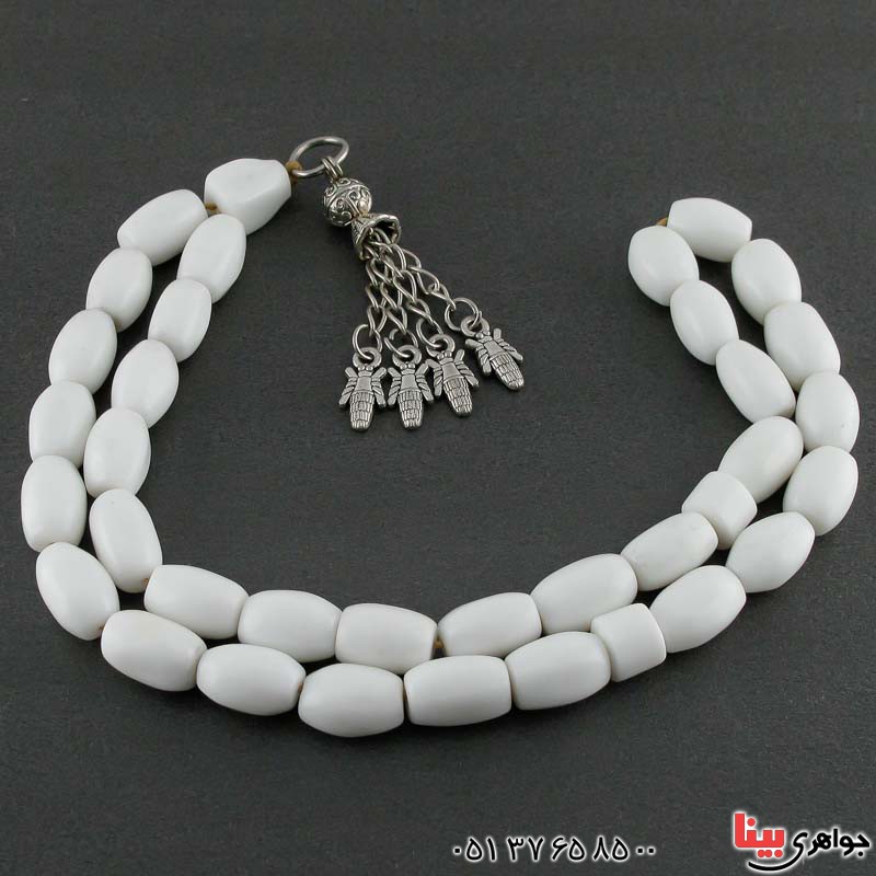 تسبیح عقیق یمنی سفید 33 دانه ای خاص و زیبا _کد:21122