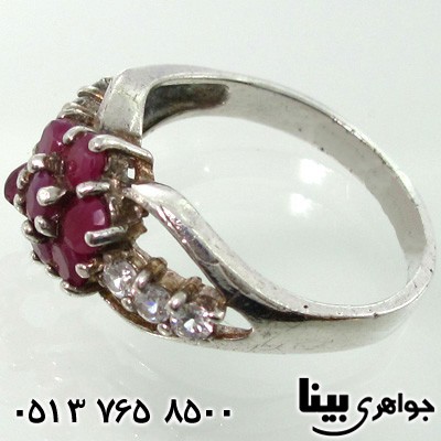انگشتر یاقوت سرخ زنانه گل