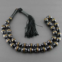 تسبیح کشکول (کوک) 33 دانه ای مرصع کاری شده بسیار زیبا 