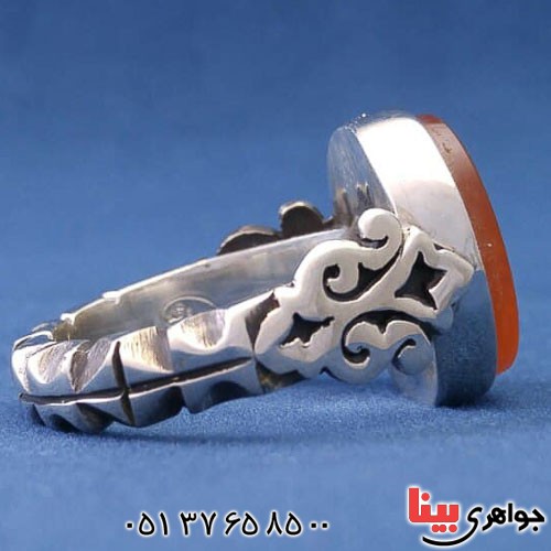انگشتر عقیق یمنی خطی با حکاکی بسیار خاص _کد:21139