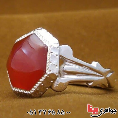 انگشتر عقیق یمنی سرخ بسیار زیبا مدل آذری _کد:21140