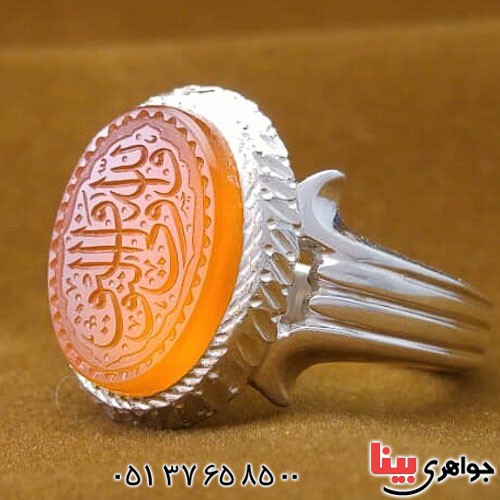 انگشتر عقیق یمنی مردانه با حکاکی بسیار عالی _کد:21168