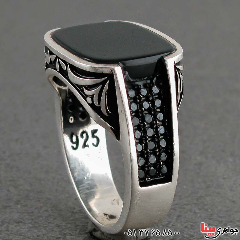 انگشتر عقیق سیاه (اونیکس) میکروستینگ مردانه _کد:21208
