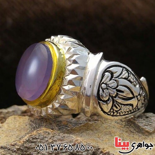 انگشتر عقیق یمنی کبود مردانه بسیار عالی _کد:21260