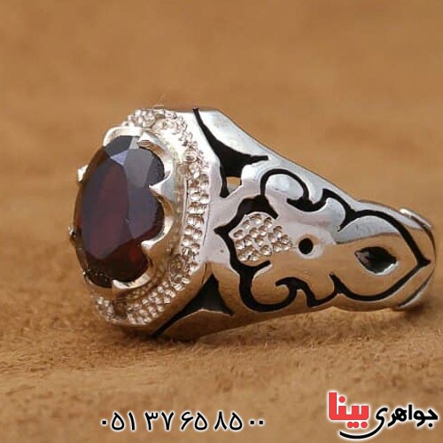 انگشتر یاقوت گارنت دور الماس بسیار عالی _کد:21265