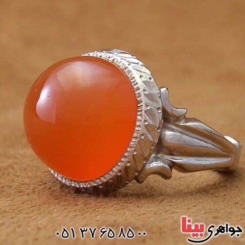 انگشتر عقیق یمنی سرخ مردانه بسیار زیبا _کد:21269