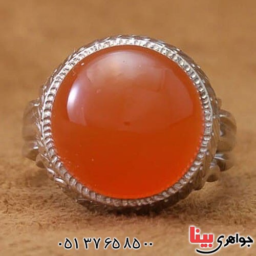 انگشتر عقیق یمنی سرخ مردانه بسیار زیبا _کد:21269