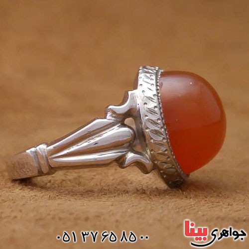 انگشتر عقیق یمنی سرخ مردانه بسیار زیبا _کد:21269