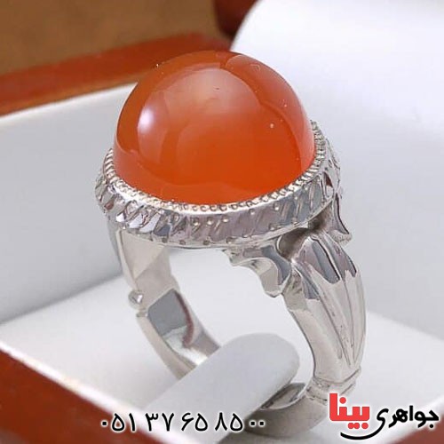 انگشتر عقیق یمنی سرخ مردانه بسیار زیبا _کد:21269