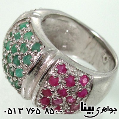 انگشتر چند جواهر یاقوت و زمرد درشت