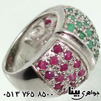 انگشتر چند جواهر یاقوت و زمرد درشت