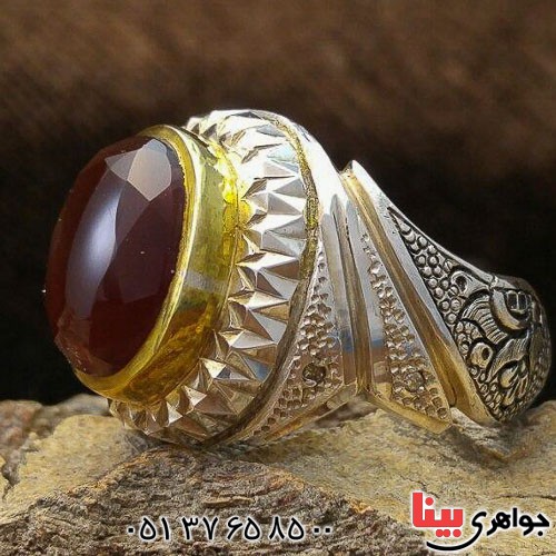 انگشتر عقیق یمنی تراش الماسی فاخر مردانه بسیار عالی _کد:21361