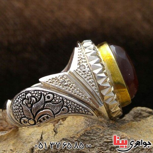 انگشتر عقیق یمنی تراش الماسی فاخر مردانه بسیار عالی _کد:21361