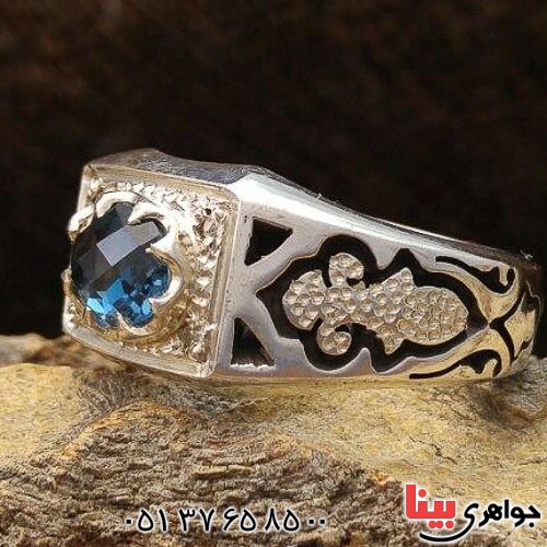 انگشتر توپاز دور الماس فاخر مردانه _کد:21362