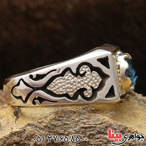 انگشتر توپاز دور الماس فاخر مردانه _کد:21362