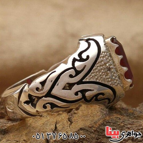 انگشتر یاقوت سرخ و الماس درشت فاخر مردانه _کد:21365