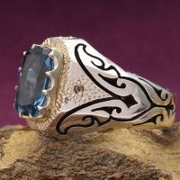 انگشتر توپاز مردانه دور الماس فاخر 