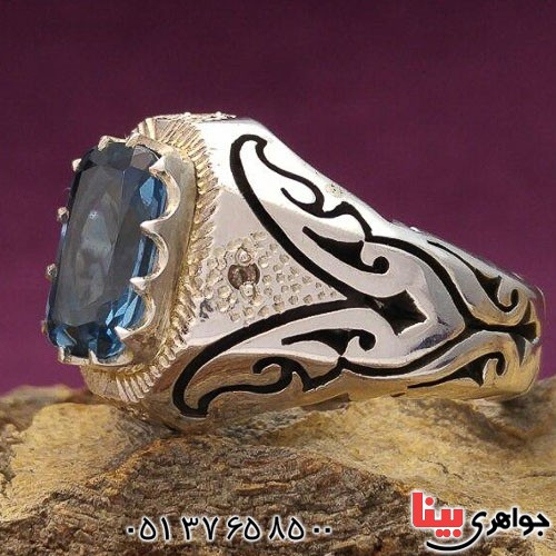 انگشتر توپاز مردانه دور الماس فاخر _کد:21369