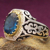 انگشتر توپاز مردانه دور الماس بسیار فاخر 