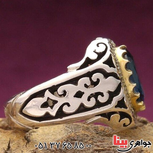 انگشتر توپاز مردانه دور الماس بسیار فاخر _کد:21371