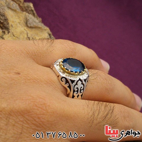 انگشتر توپاز مردانه دور الماس بسیار فاخر _کد:21371