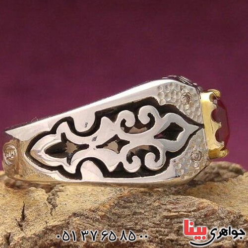 انگشتر یاقوت سرخ دور الماس بسیار خاص _کد:21373