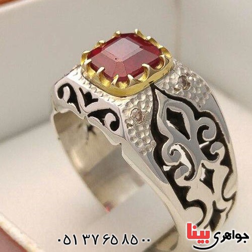 انگشتر یاقوت سرخ دور الماس بسیار خاص _کد:21373