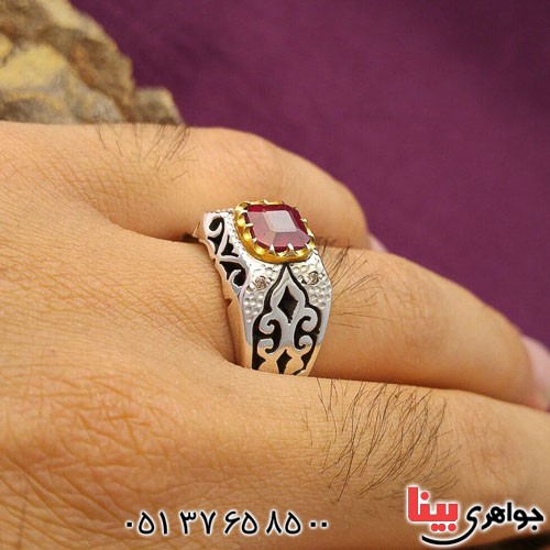 انگشتر یاقوت سرخ دور الماس بسیار خاص _کد:21373