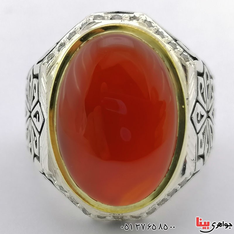 انگشتر عقیق یمنی و الماس بسیار عالی _کد:21375