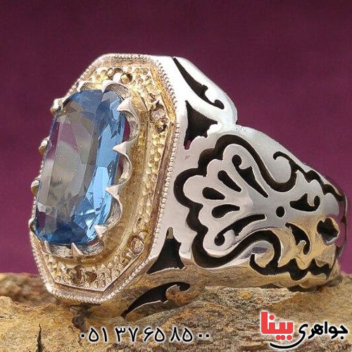 انگشتر توپاز دور الماس بسیار فاخر _کد:21387