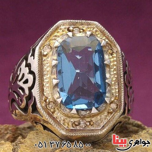 انگشتر توپاز دور الماس بسیار فاخر _کد:21387