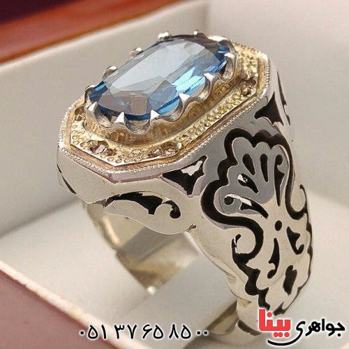 انگشتر توپاز دور الماس بسیار فاخر _کد:21387