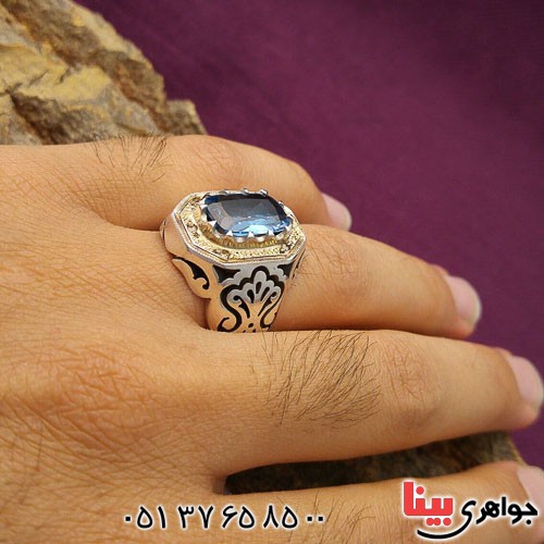انگشتر توپاز دور الماس بسیار فاخر _کد:21387