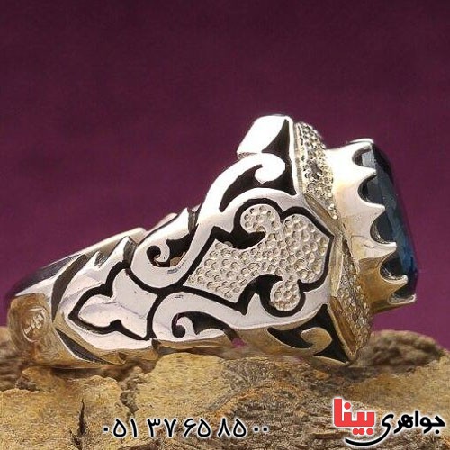 انگشتر توپاز دور الماس مردانه بسیار عالی _کد:21391