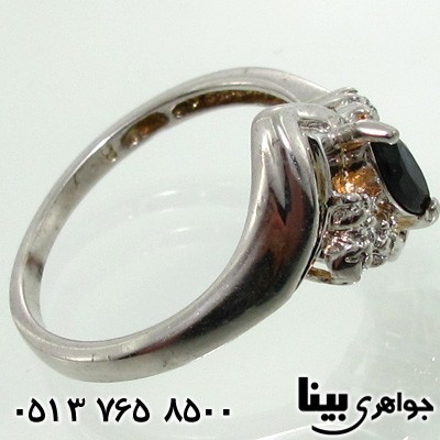انگشتر یاقوت کبود و الماس زنانه طرح z