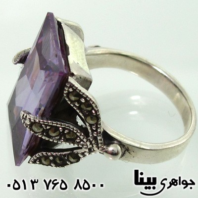 انگشتر آمتیست و حدید مستطیلی