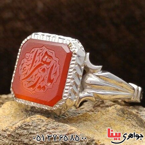 انگشتر عقیق یمنی سرخ با حکاکی بسیار خاص _کد:21423
