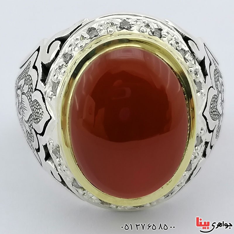 انگشتر عقیق یمنی دور الماس بسیار فاخر و خاص _کد:21550
